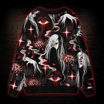 Crimson Illusion Multi Eyed Waifu Cardigan Sweater