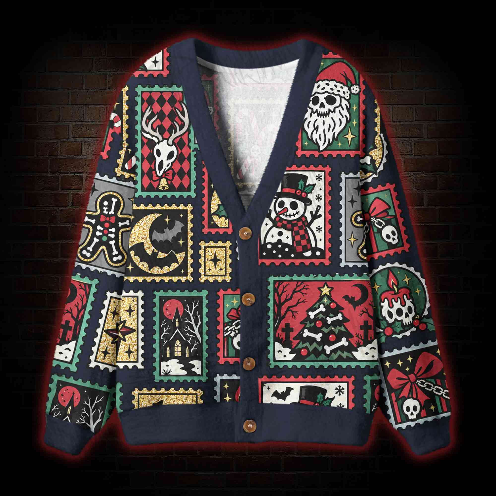 Creepy Christmas Mail Cardigan Sweater