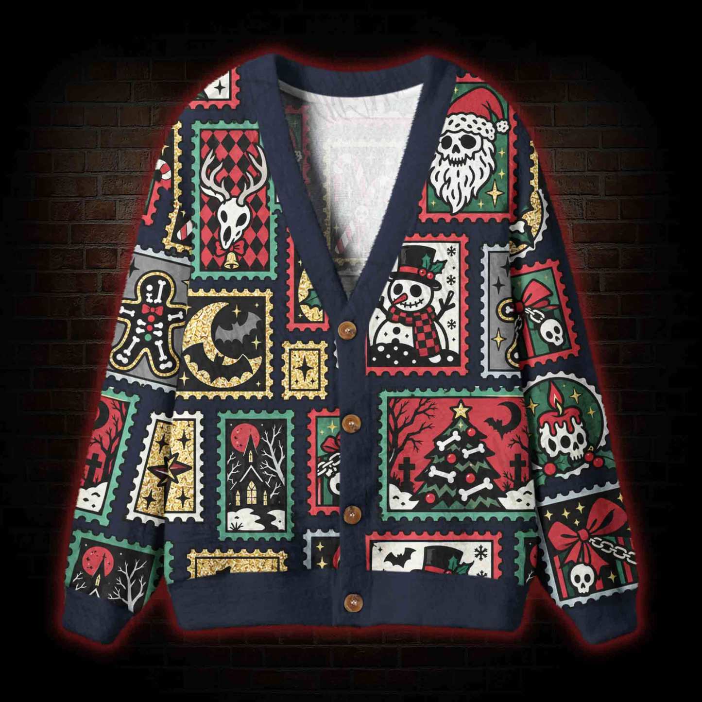 Creepy Christmas Mail Cardigan Sweater