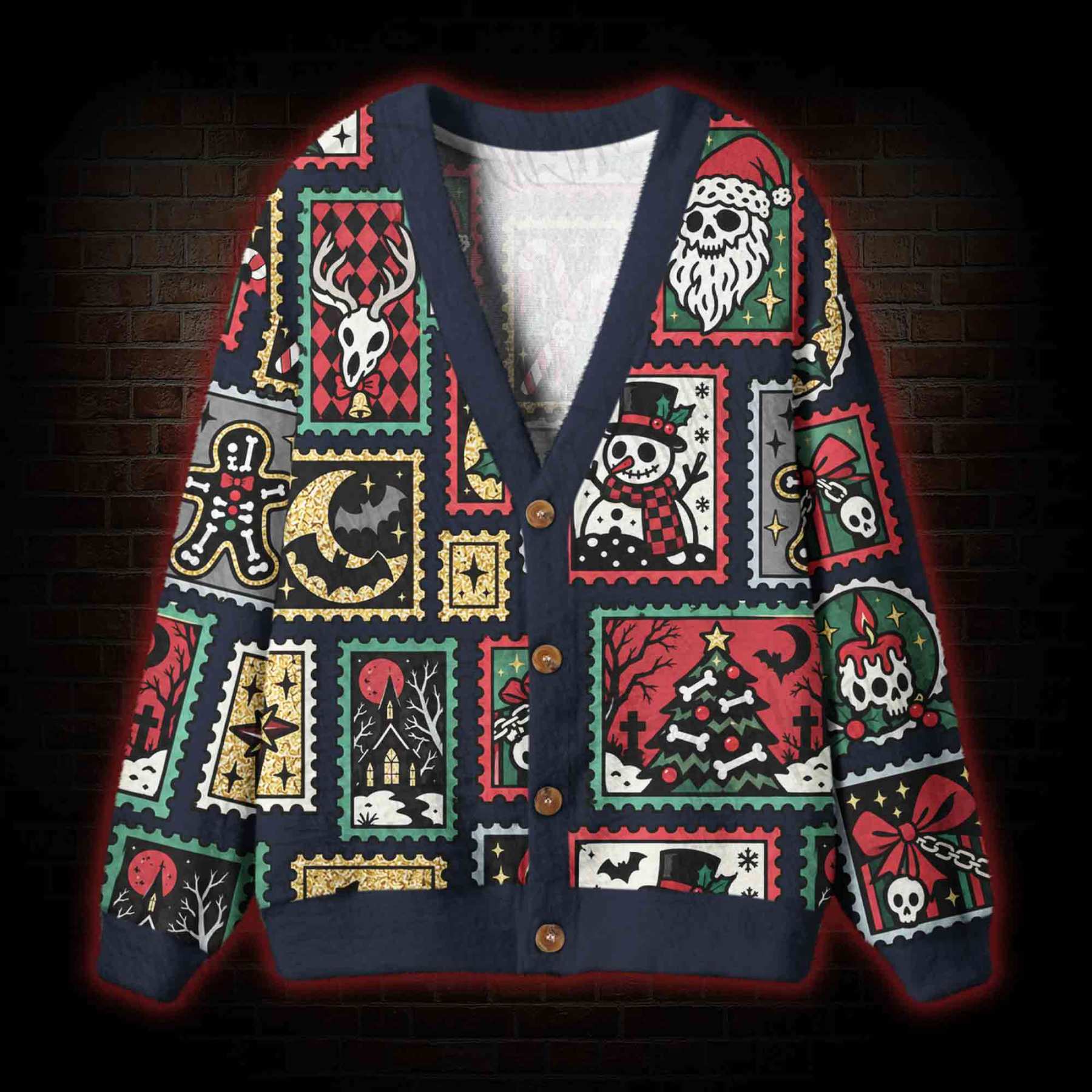 Creepy Christmas Mail Cardigan Sweater
