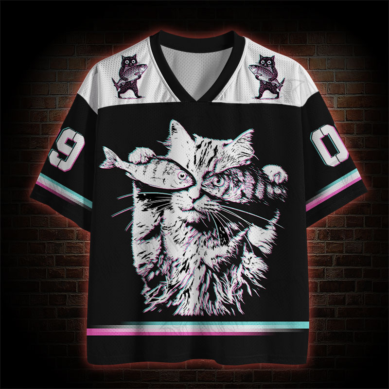 Fish Eye Glitch Cat Mesh Jersey