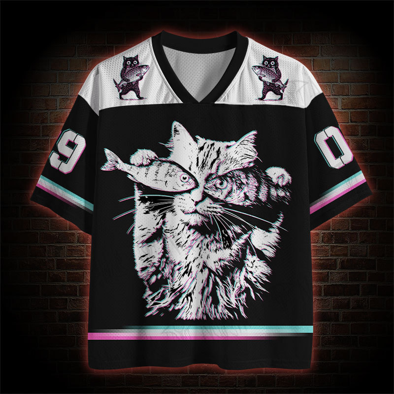 Fish Eye Glitch Cat Mesh Jersey