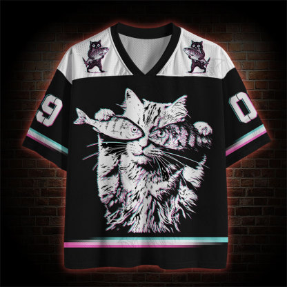 Fish Eye Glitch Cat Mesh Jersey