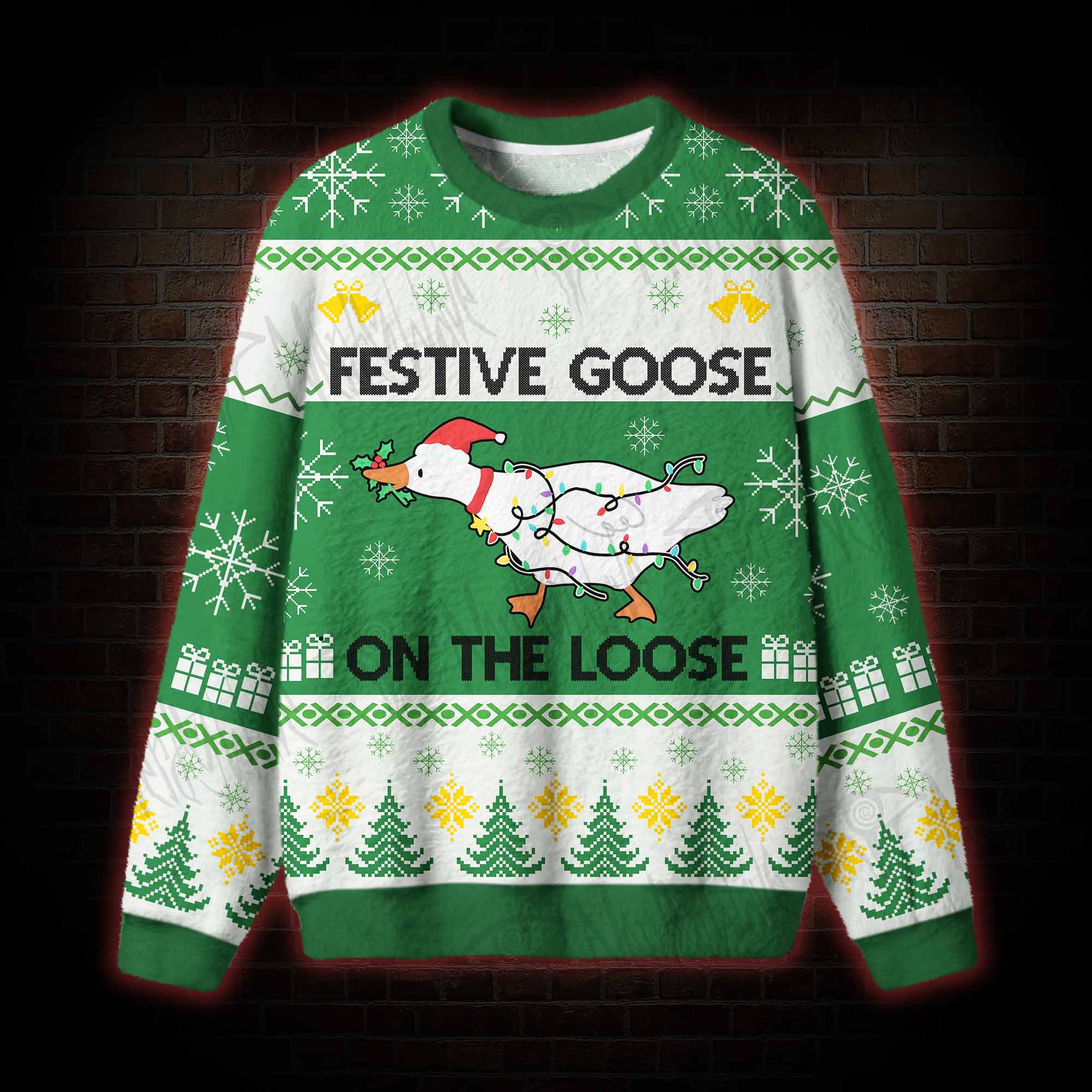Festive Goose on the Loose Ugly Sweatshirts