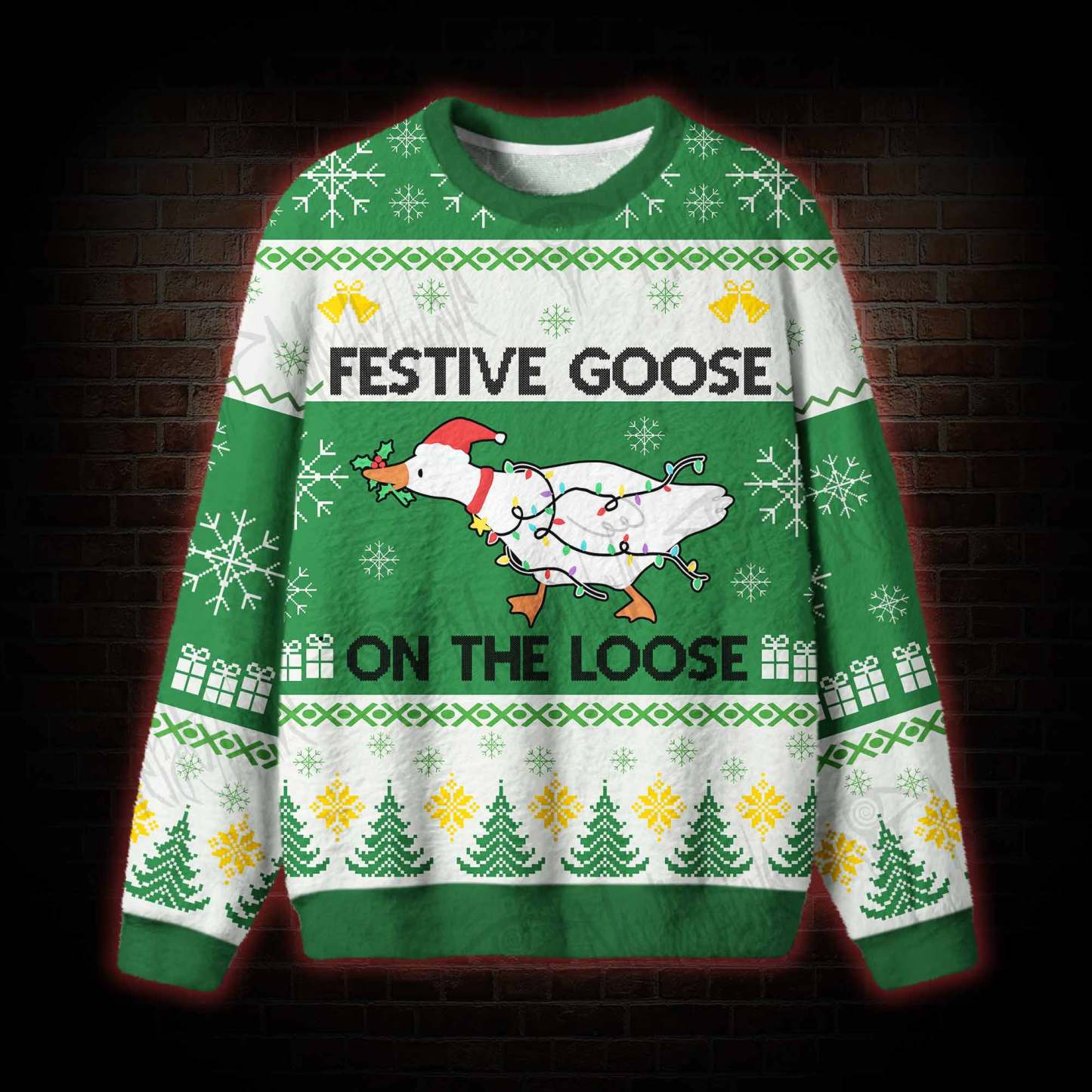 Festive Goose on the Loose Ugly Sweatshirts