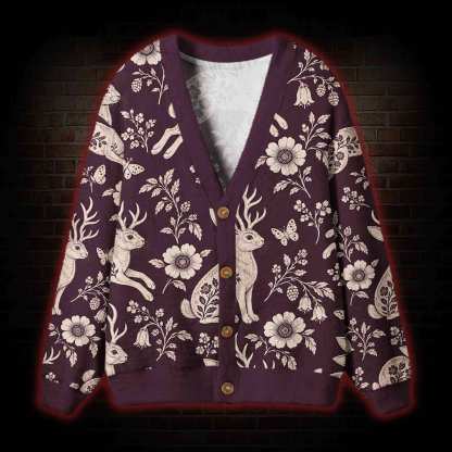 Moonlit Rabbit Garden Cardigan Sweater