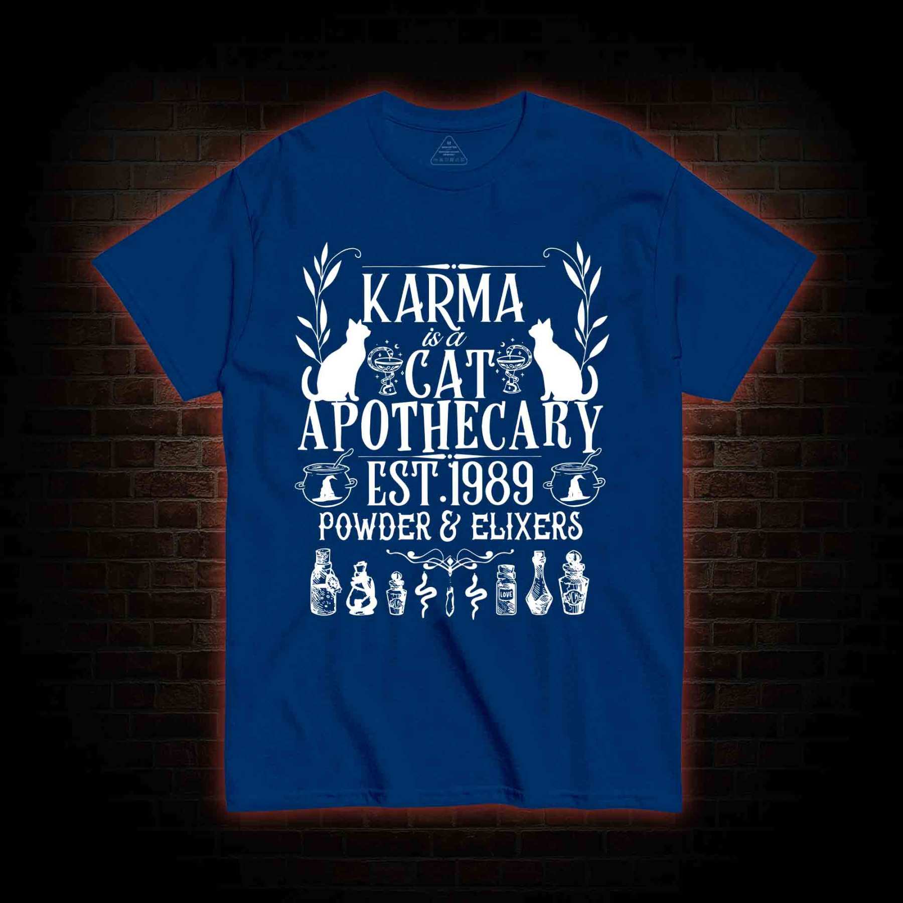 Karma Is A Cat Apothecary T-shirt 