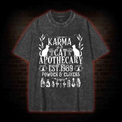 Karma Is A Cat Apothecary Washed T-shirt
