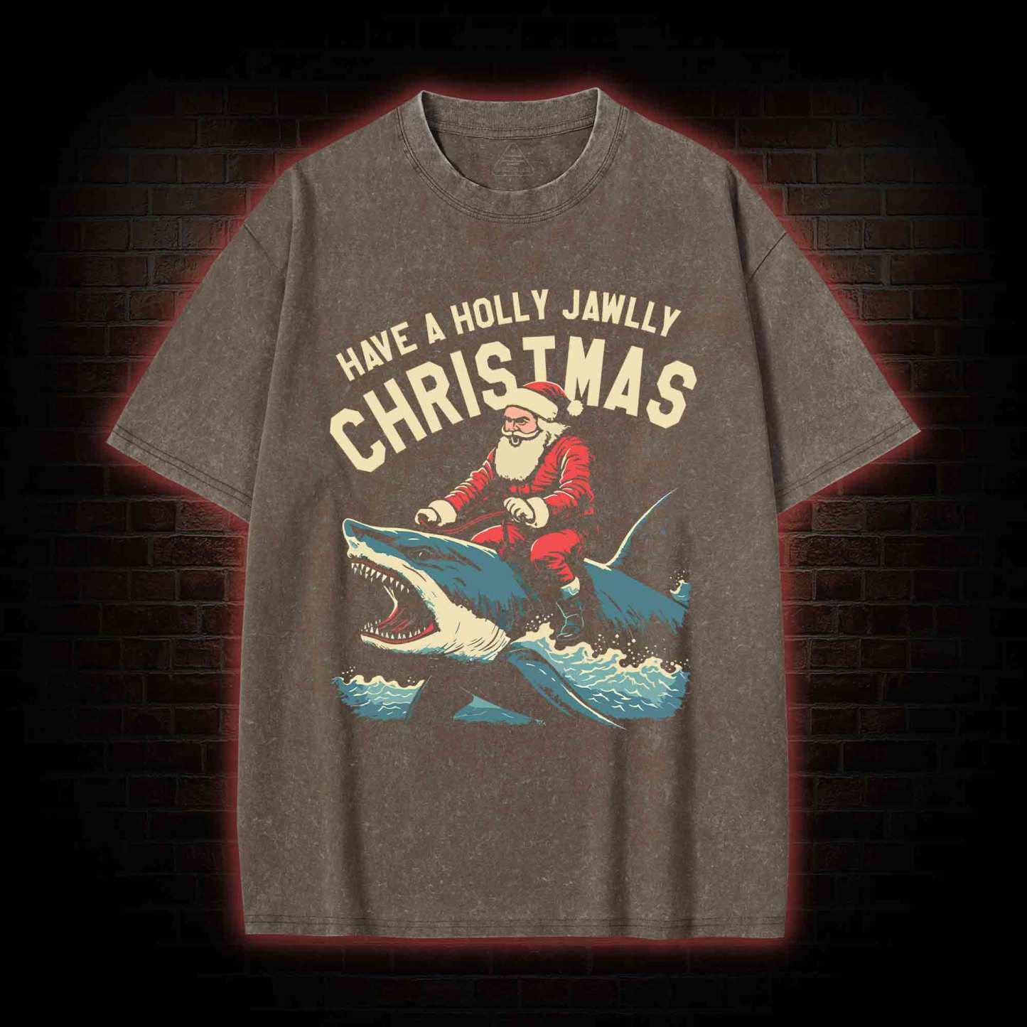 Have A Holly Jawlly Christmas Washed T-shirt