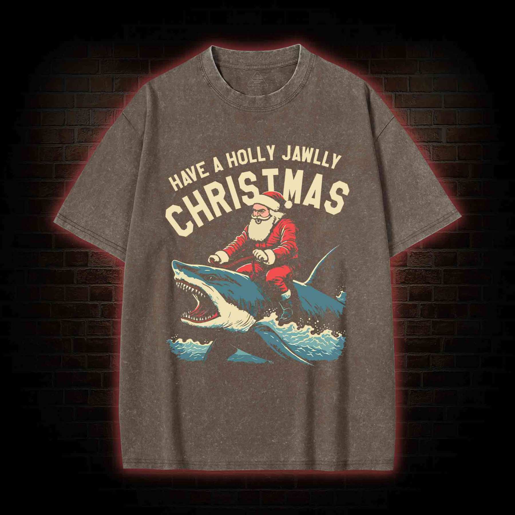 Have A Holly Jawlly Christmas Washed T-shirt