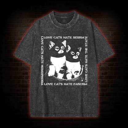 Love Cats Washed T-shirt