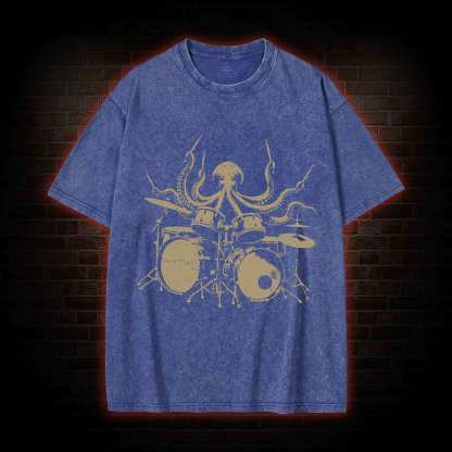 Octopus Drummer Washed T-shirt