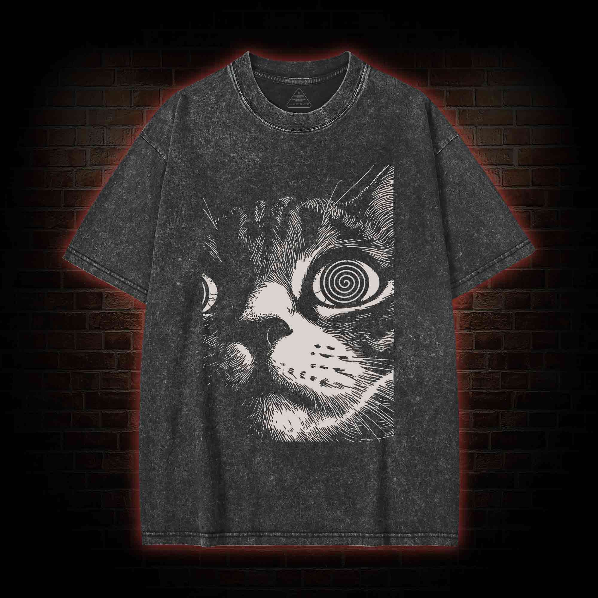 Psychedelic Cat Washed T-shirt
