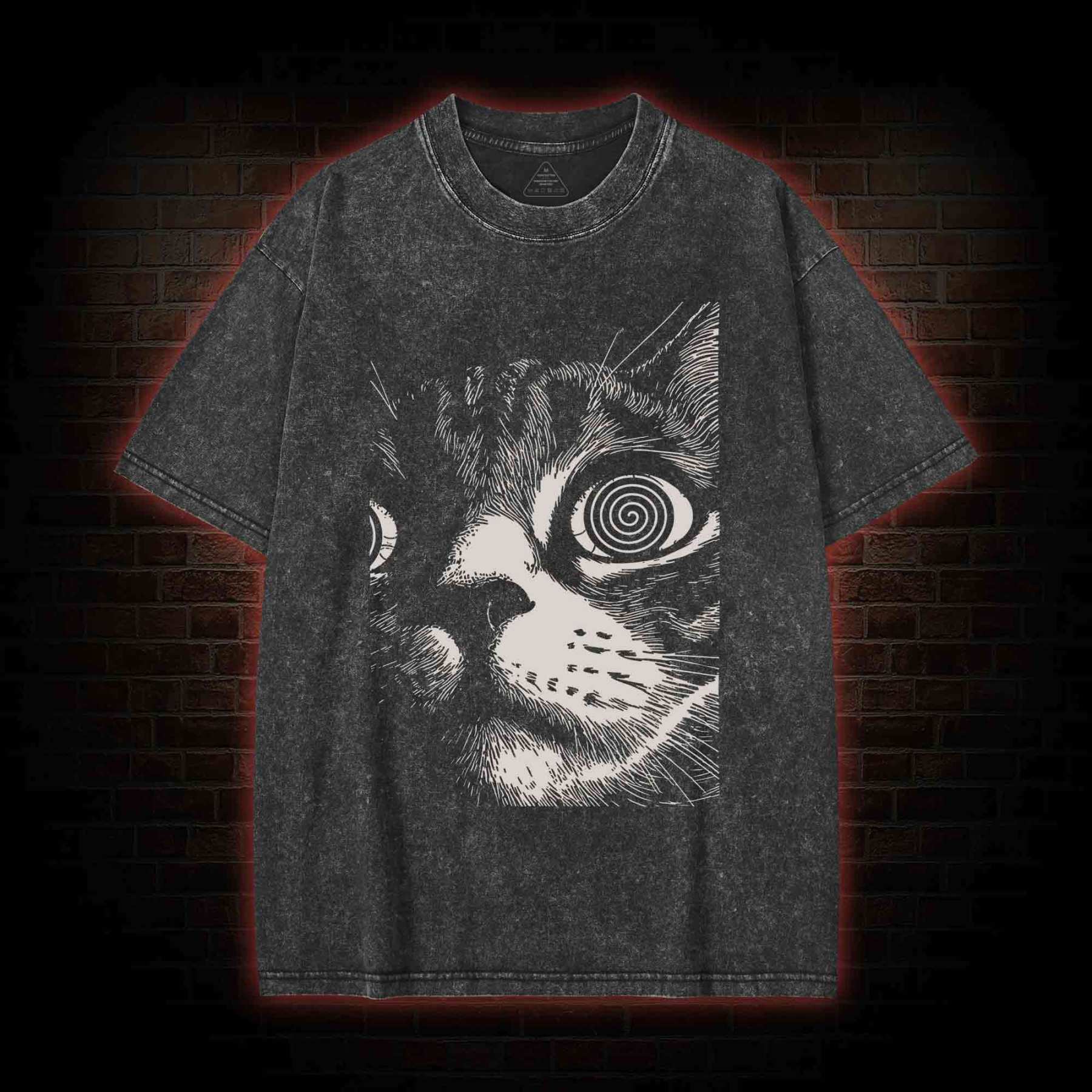 Psychedelic Cat Washed T-shirt