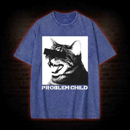 Problem Child Cat Washed T-shirt