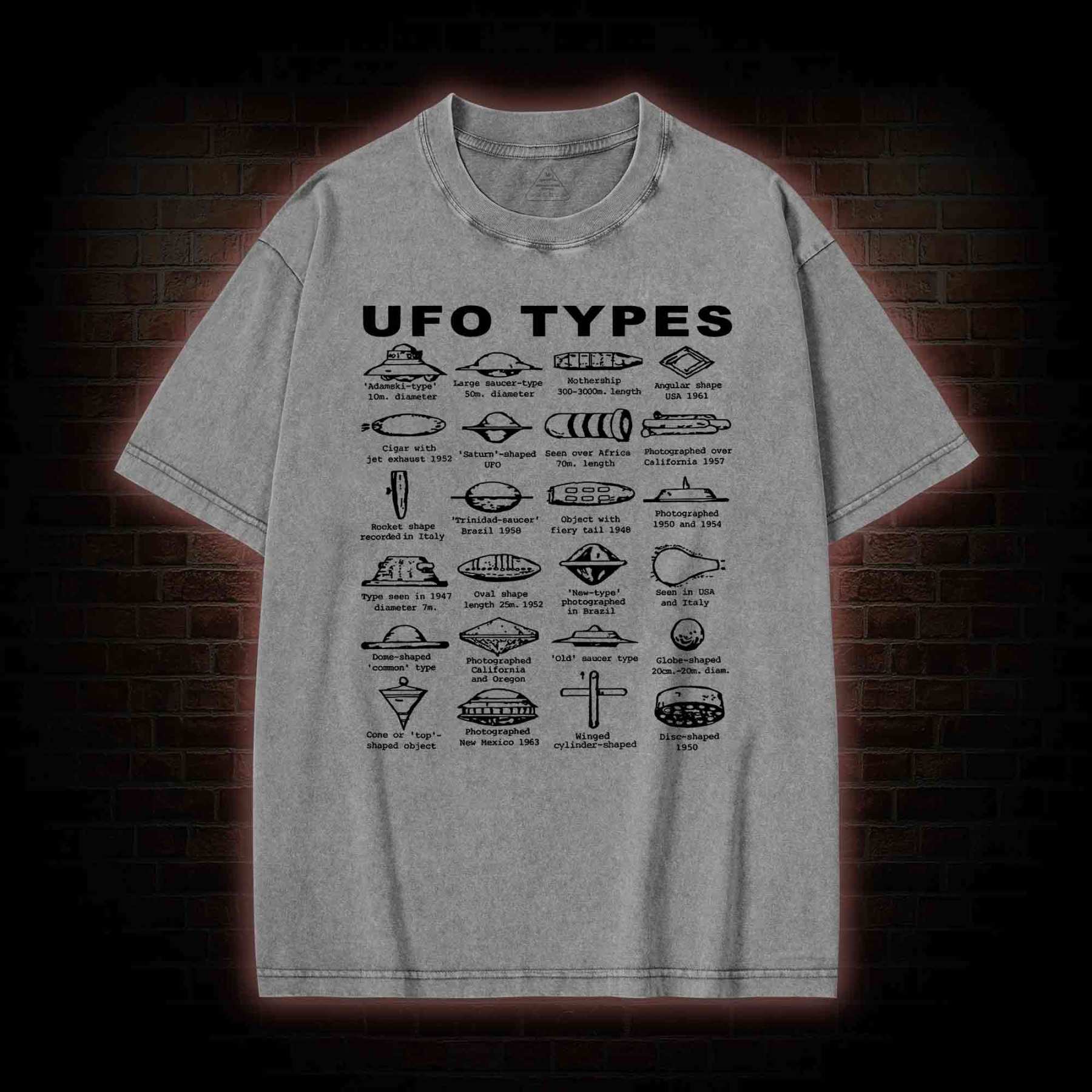 UFO Types Washed T-shirt