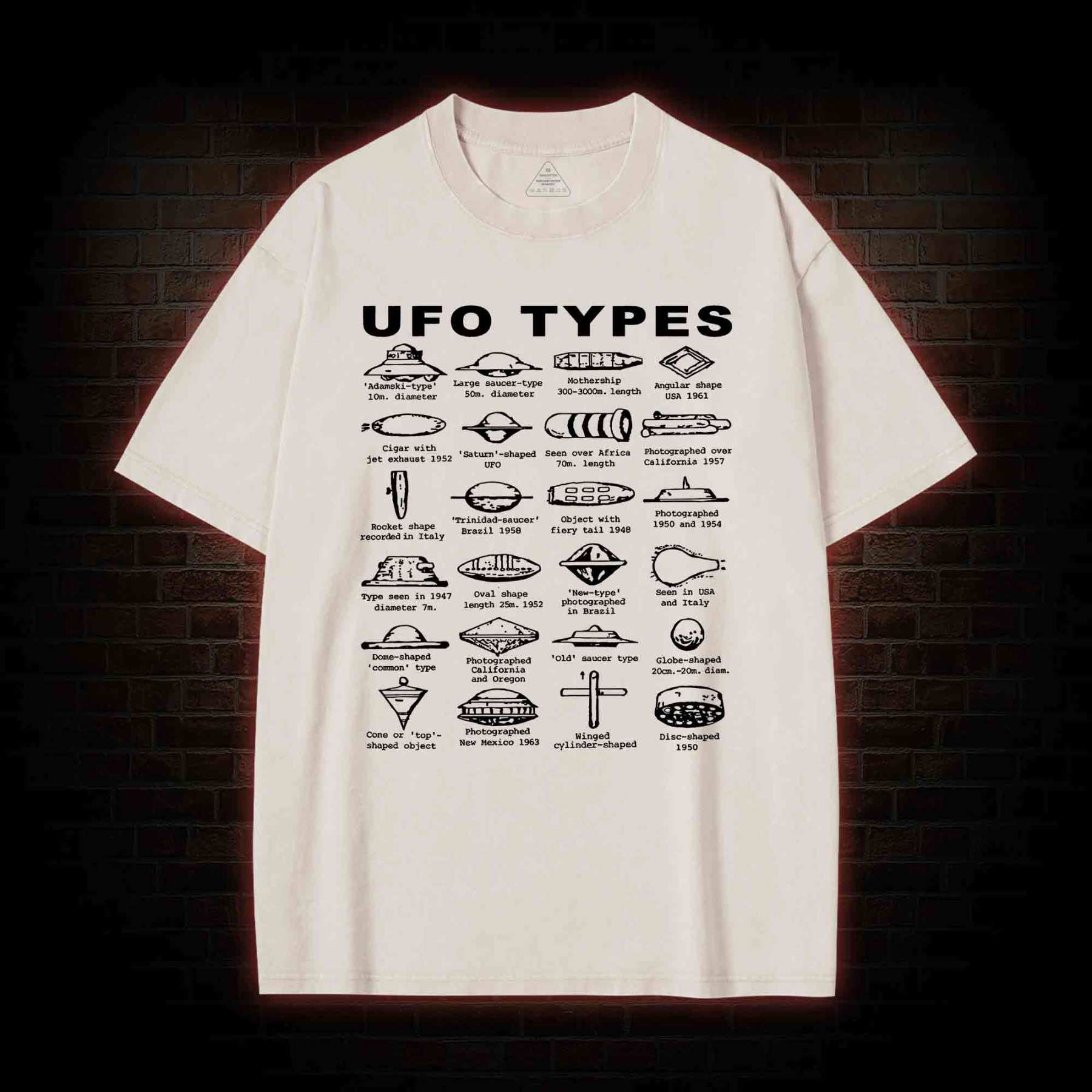 UFO Types Washed T-shirt