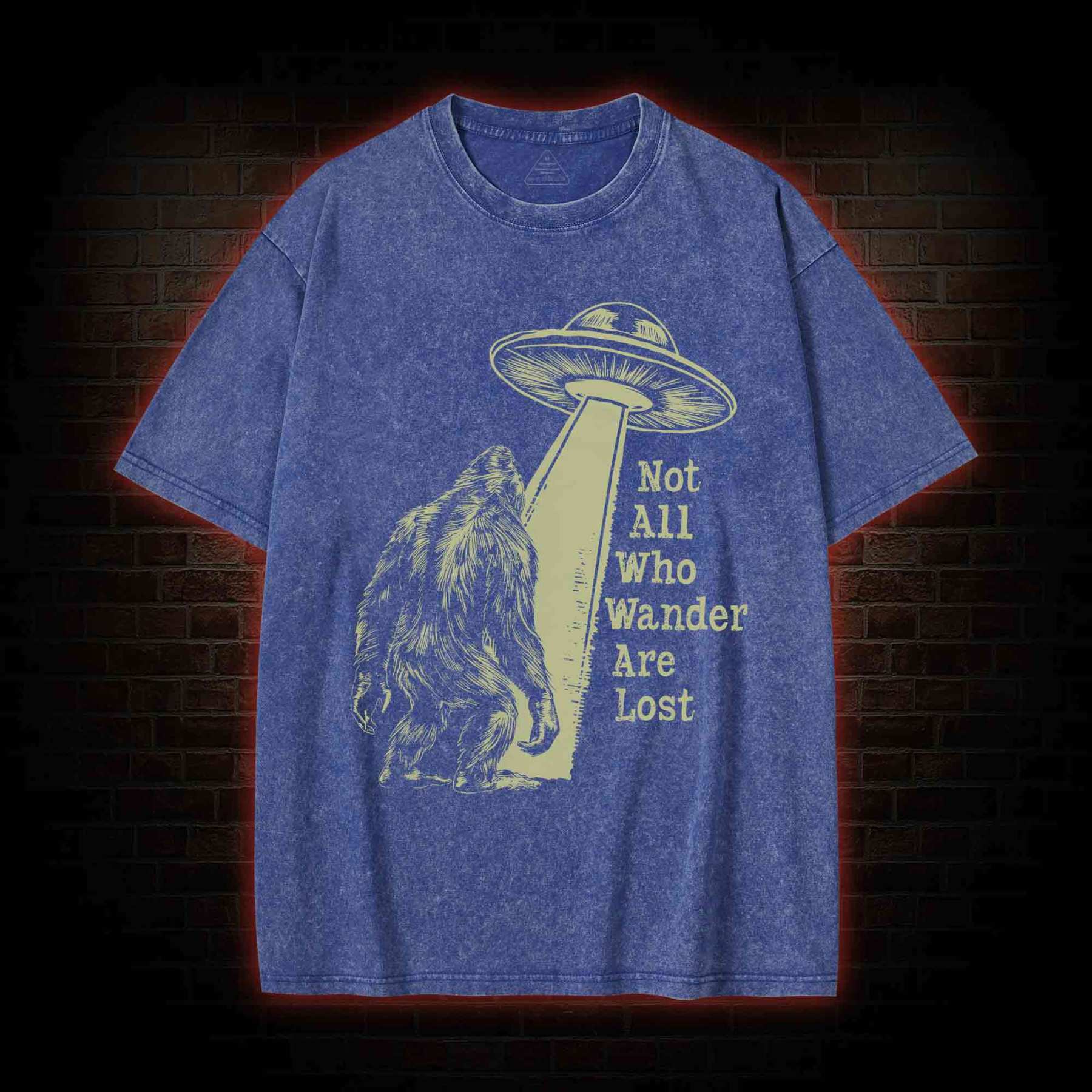 Not All Who Wander Are Lost Bigfoot UFO Washed T-shirt