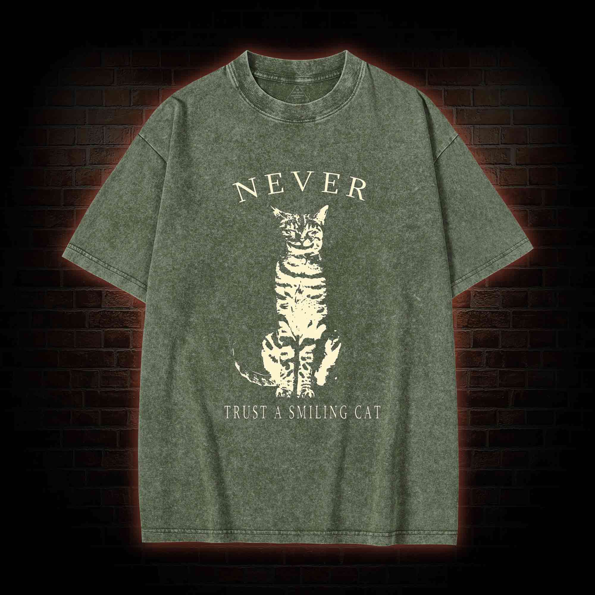 Never Trust A Smiling Cat Washed T-shirt