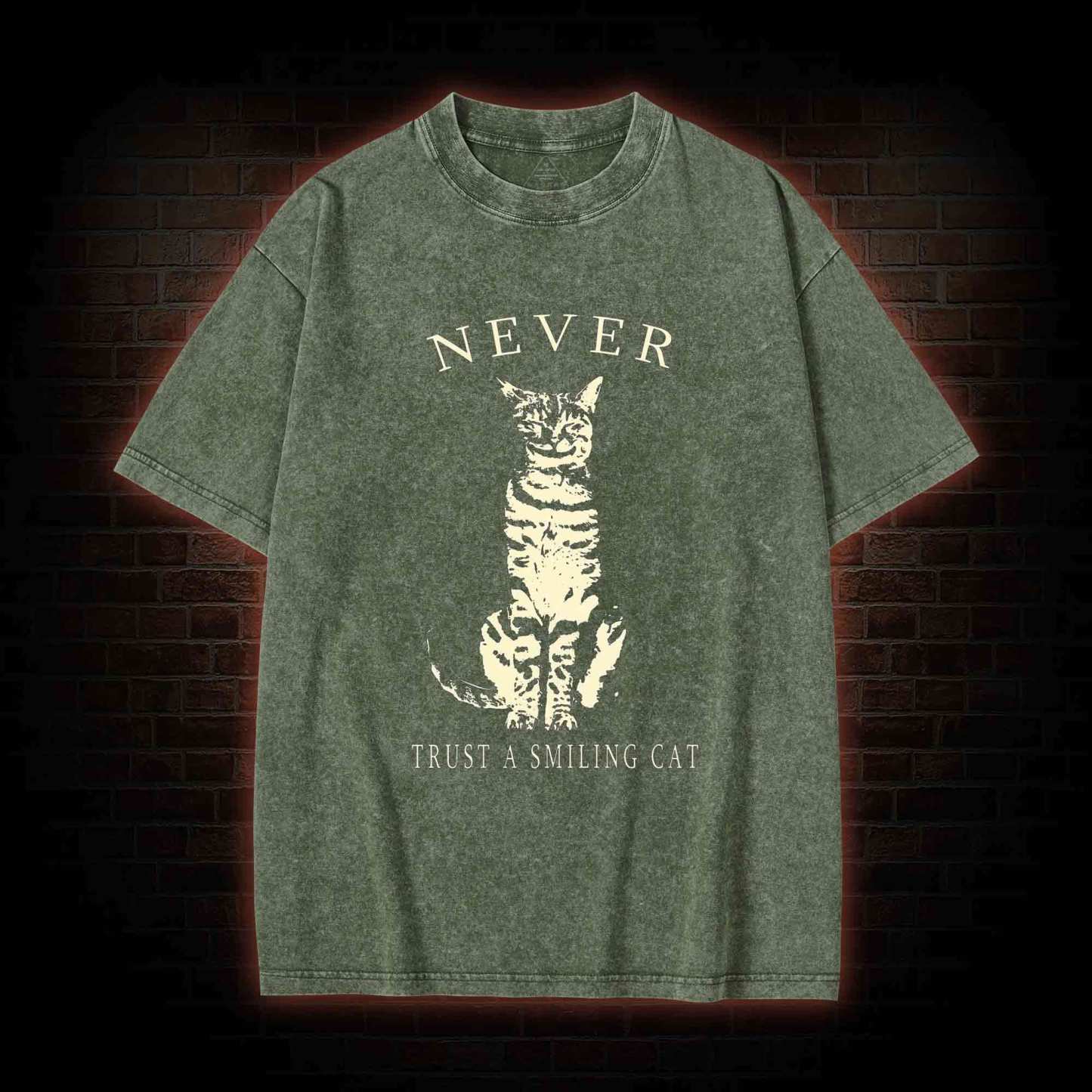 Never Trust A Smiling Cat Washed T-shirt