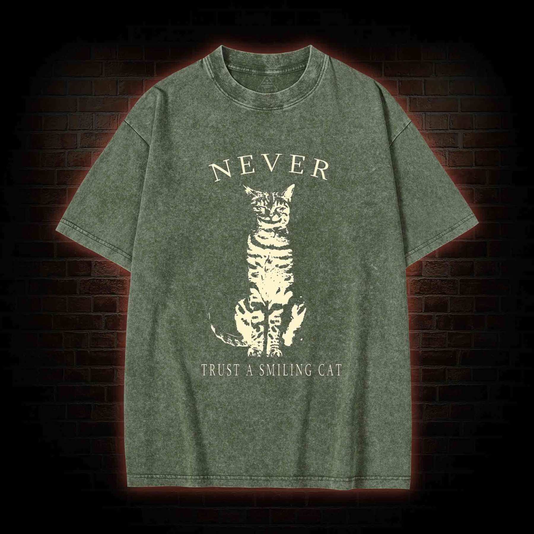 Never Trust A Smiling Cat Washed T-shirt