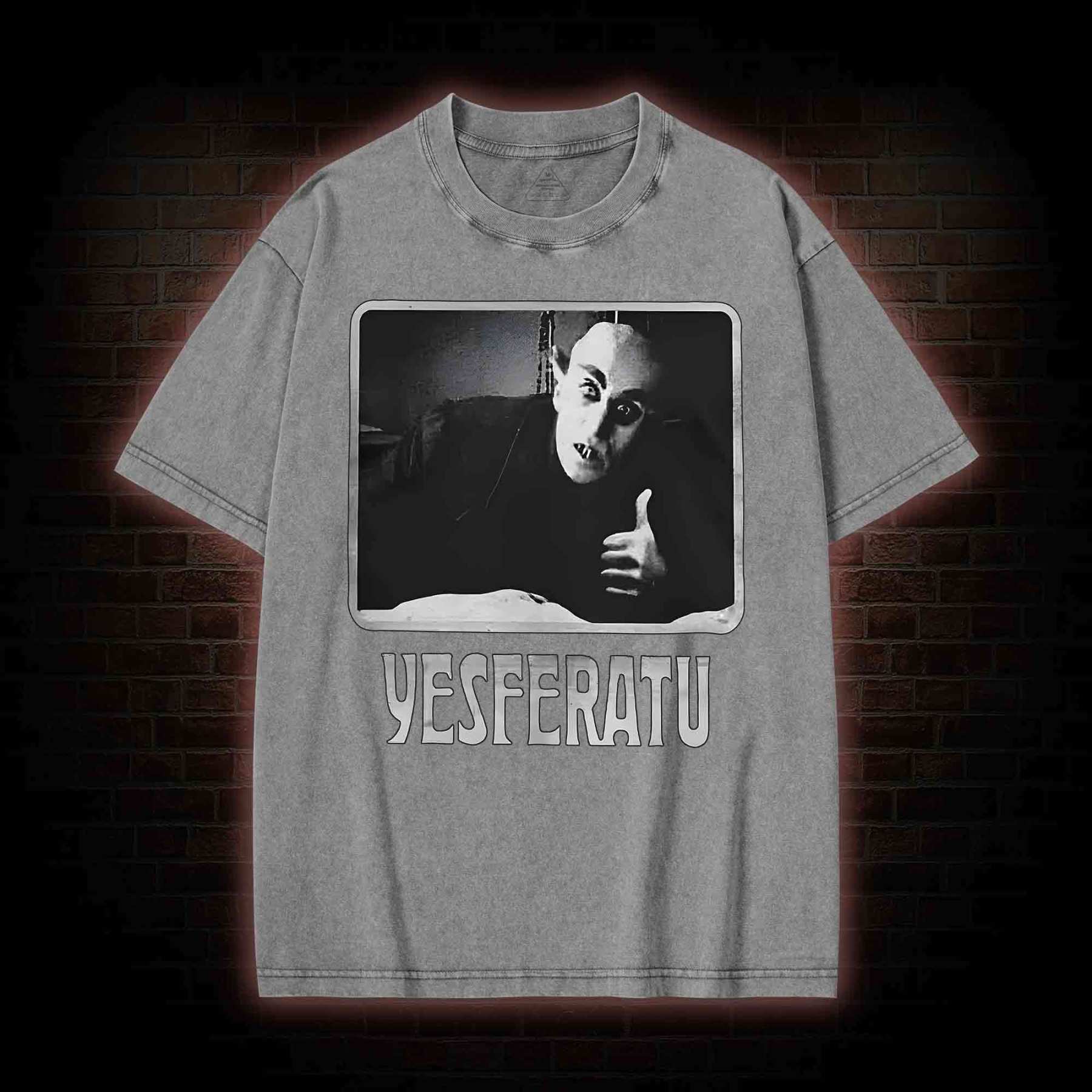 Yesferatu Funny Horror Retro Washed T-shirt