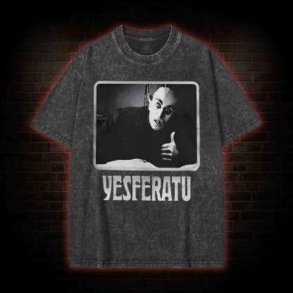 Yesferatu Funny Horror Retro Washed T-shirt
