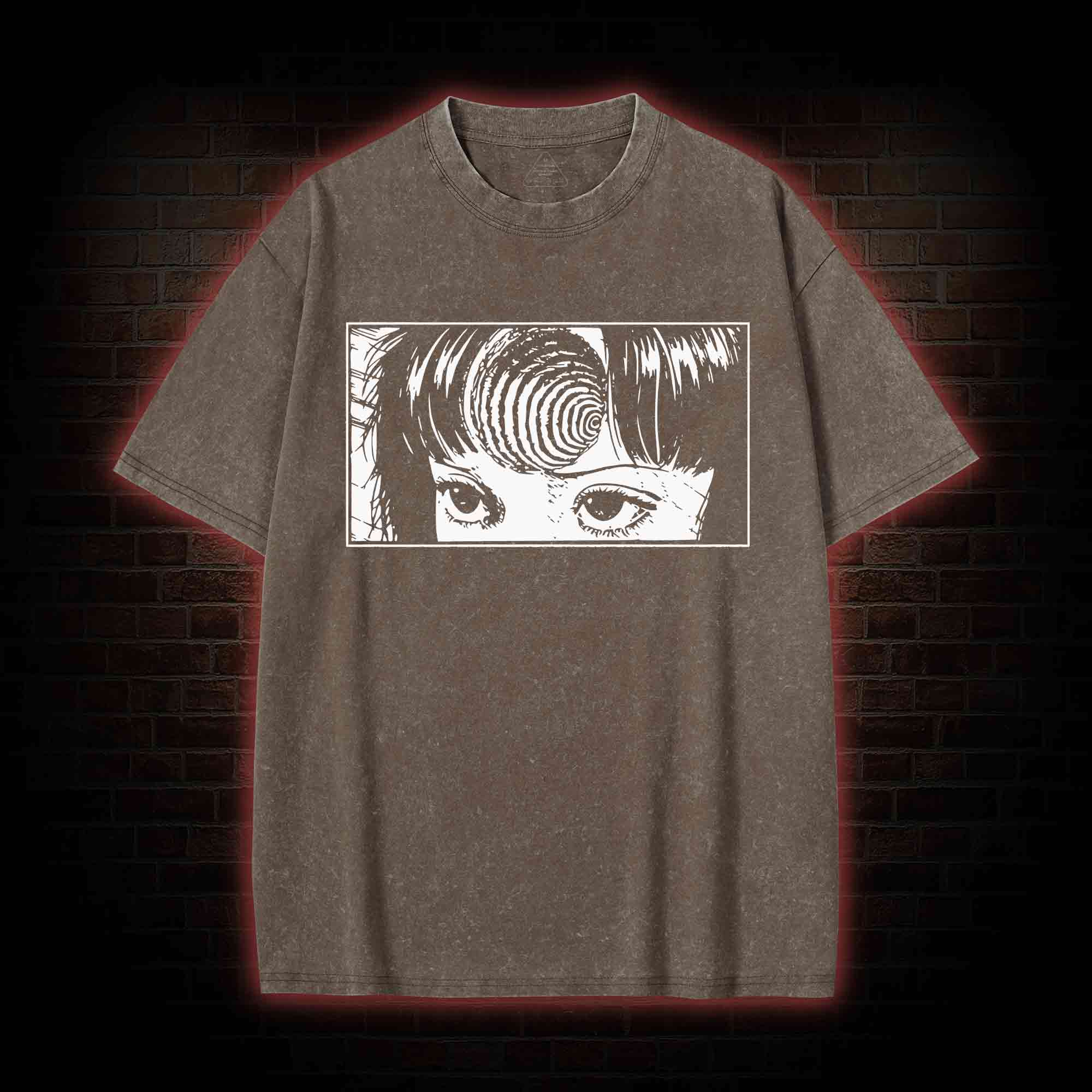 Creepy Girl Eyes, Spiral Horror Manga Washed T-shirt