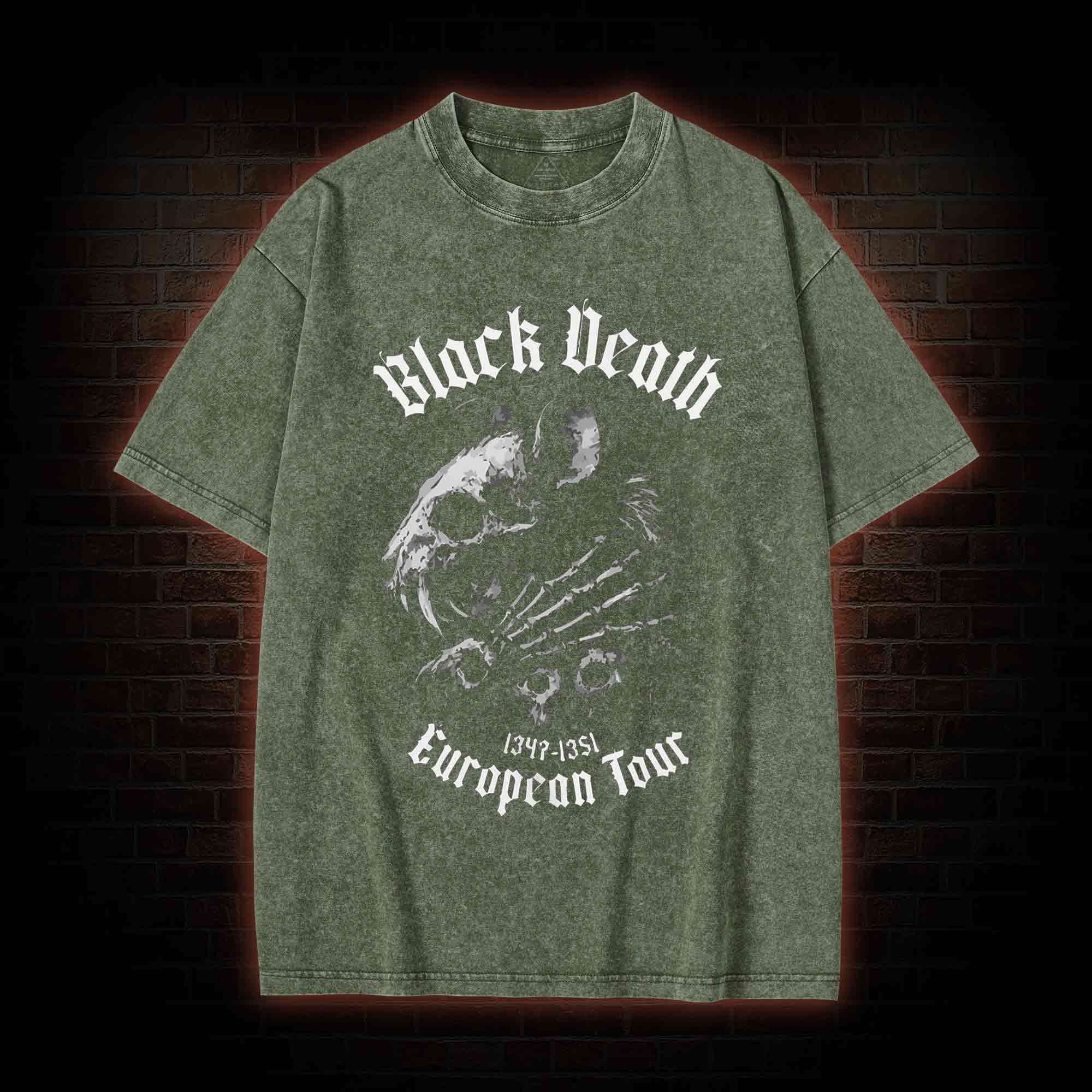 Black Death Plague Washed T-Shirt