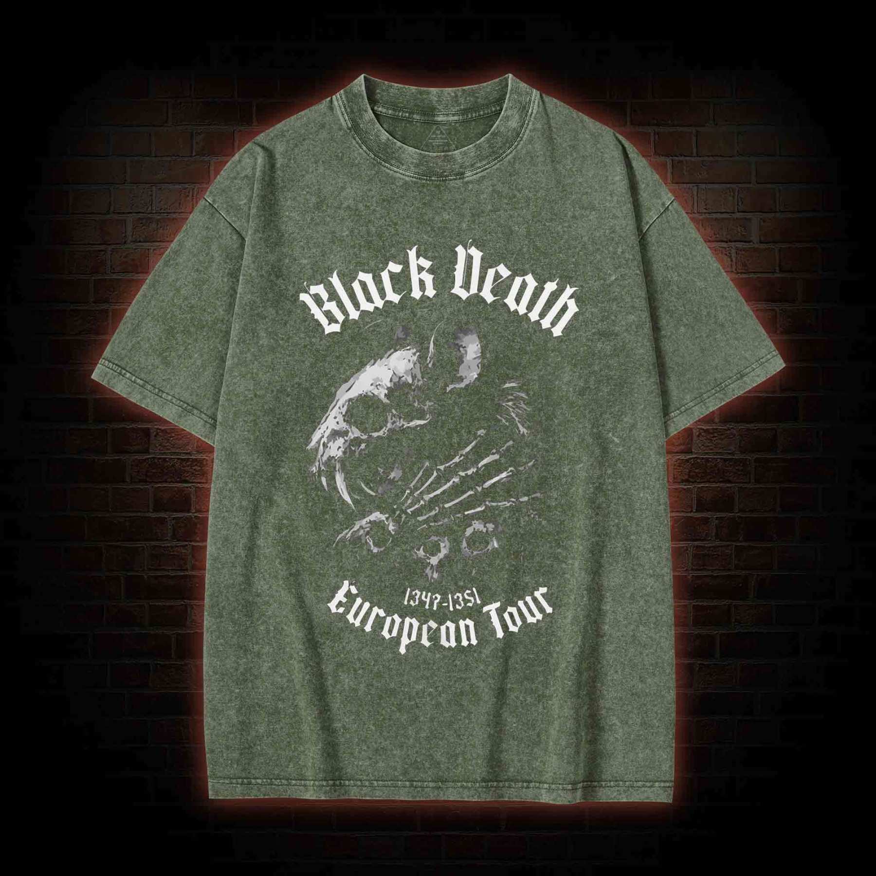 Black Death Plague Washed T-Shirt