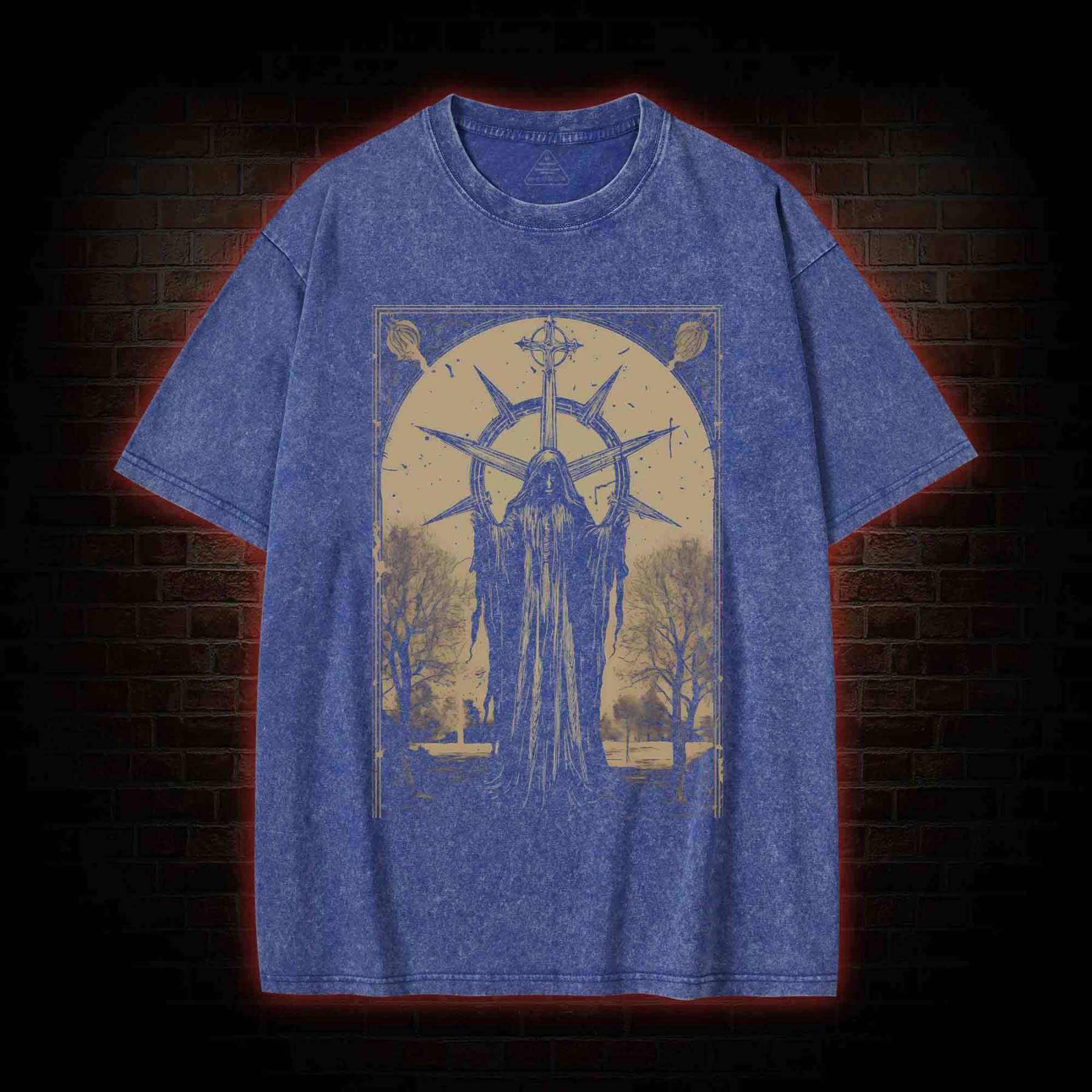 Death in Cloak Tarot Card Washed T-Shirt