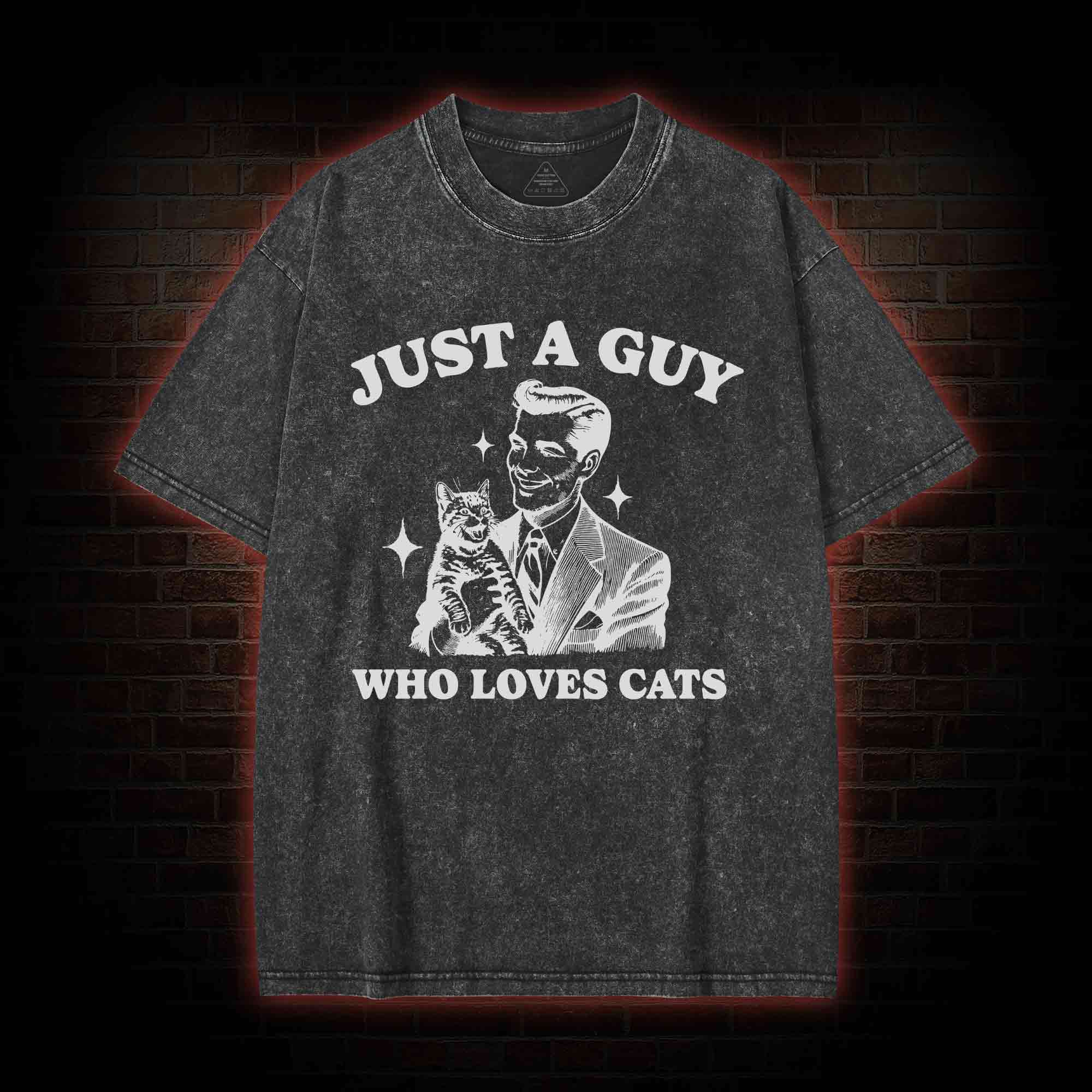 Just a Guy Who Loves Cats Washed T-shirt