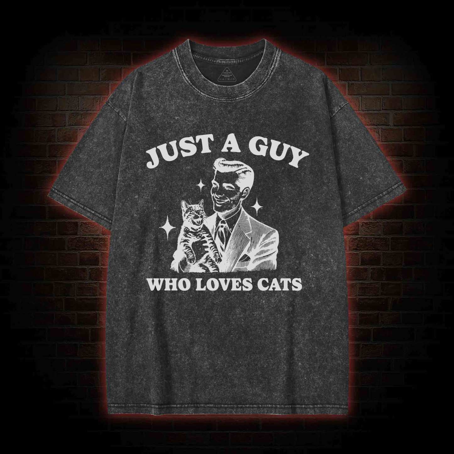 Just a Guy Who Loves Cats Washed T-shirt