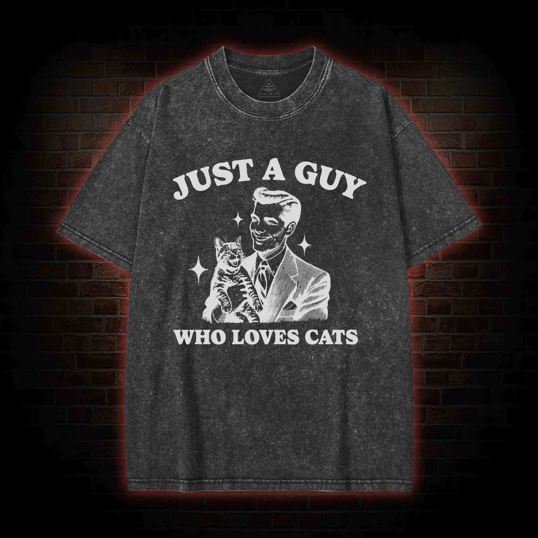 Just a Guy Who Loves Cats Washed T-shirt