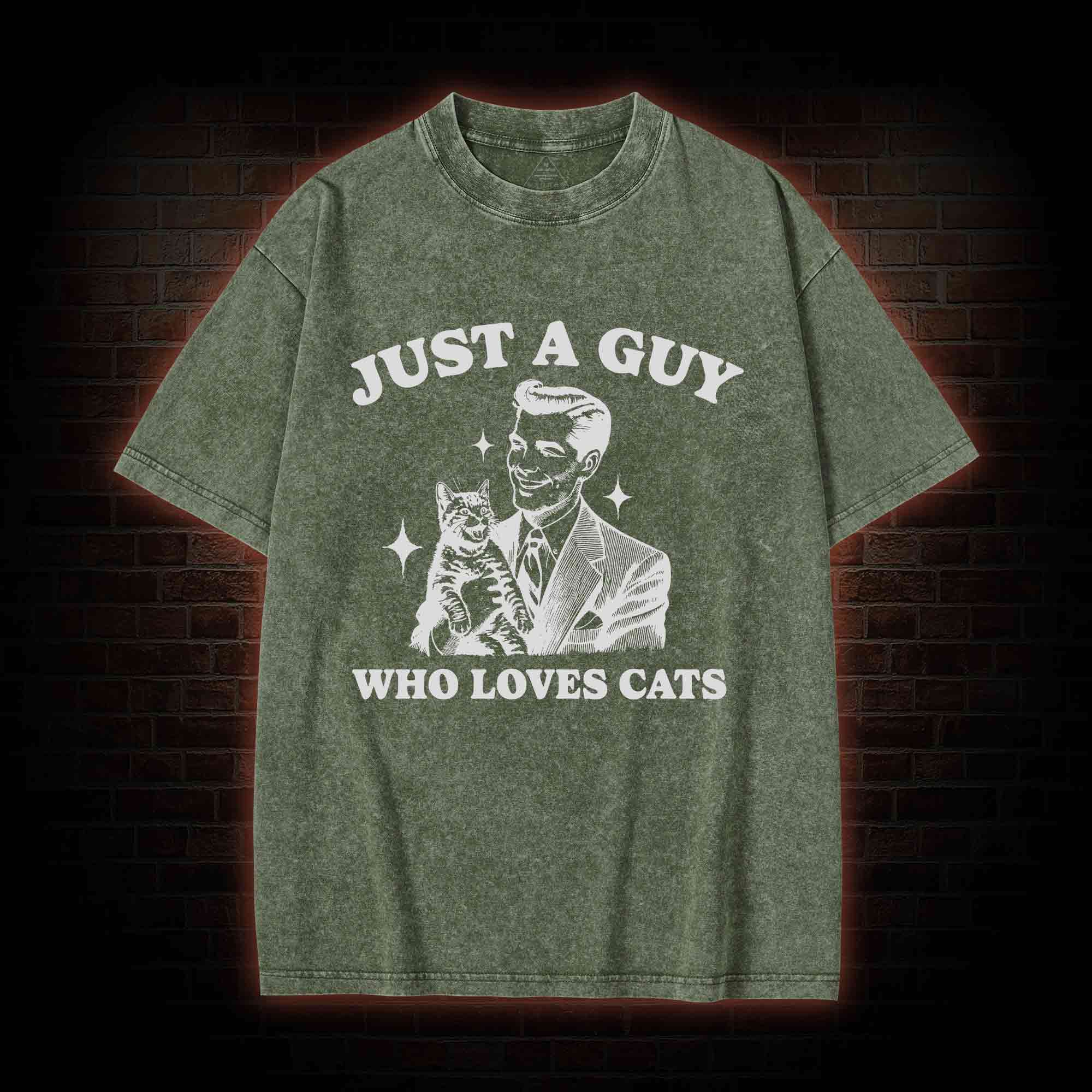 Just a Guy Who Loves Cats Washed T-shirt