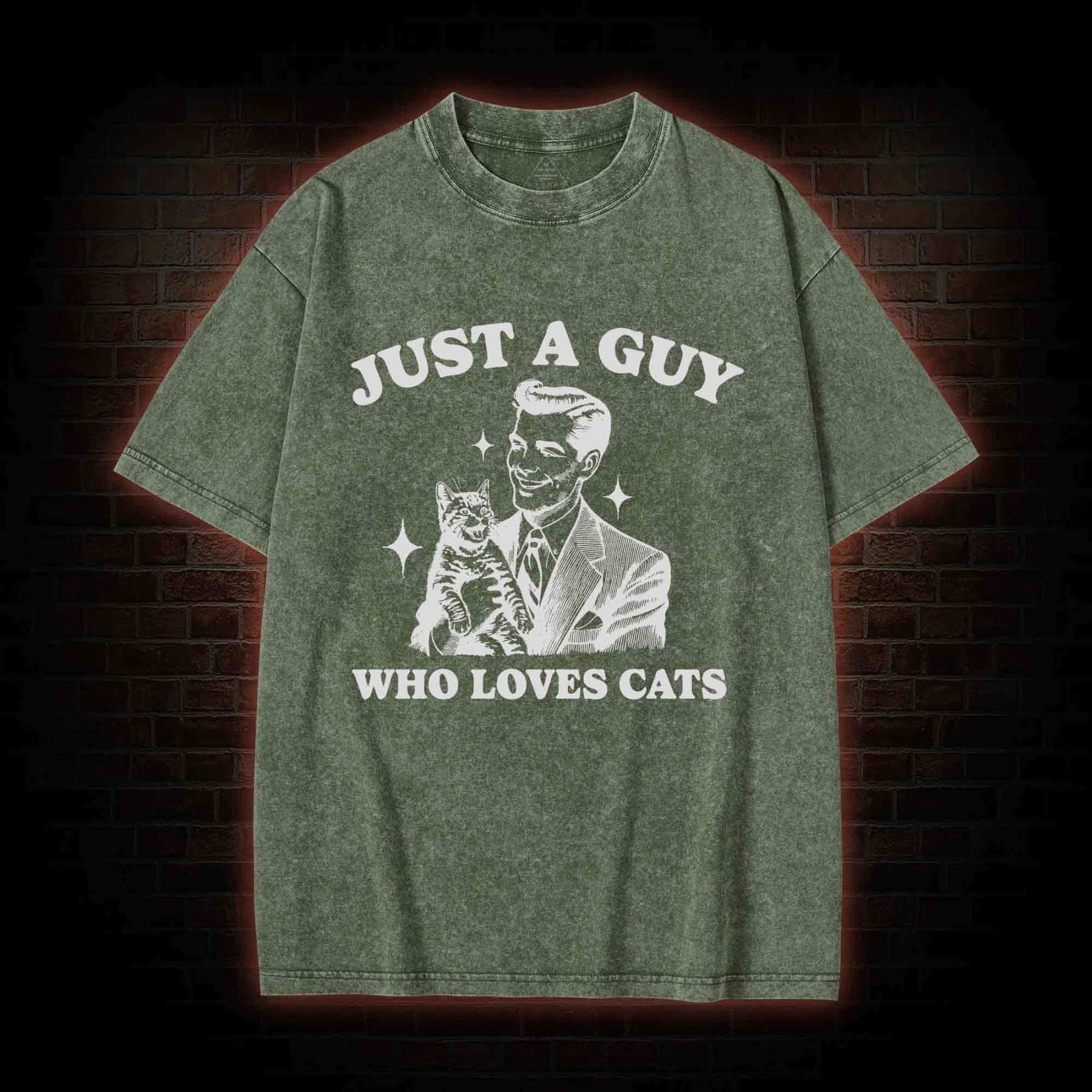 Just a Guy Who Loves Cats Washed T-shirt