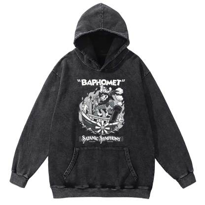 Satanic Symphony Baphomet Washed Hoodie