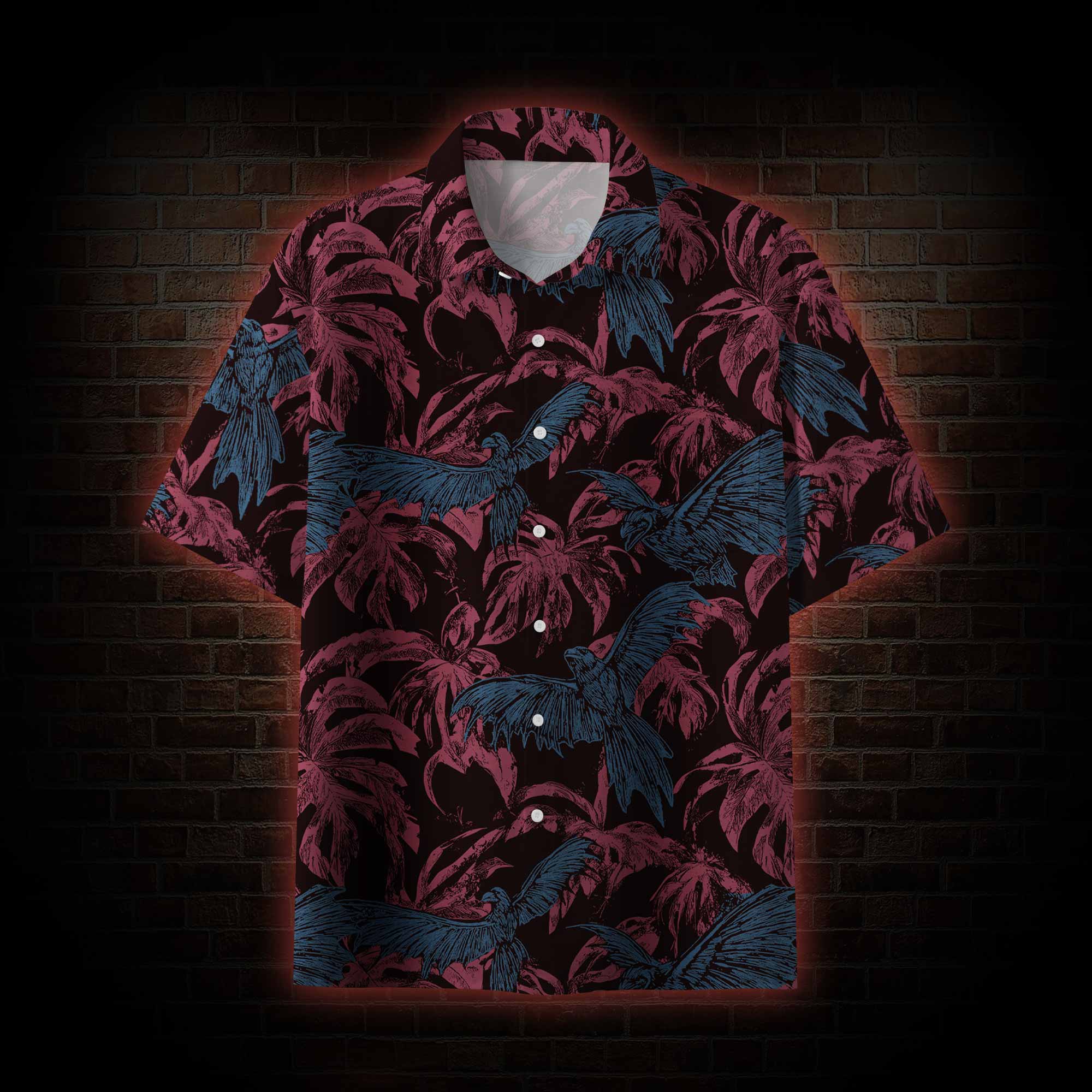 Crows Fly among the Palm Trees Hawaiian Shirt