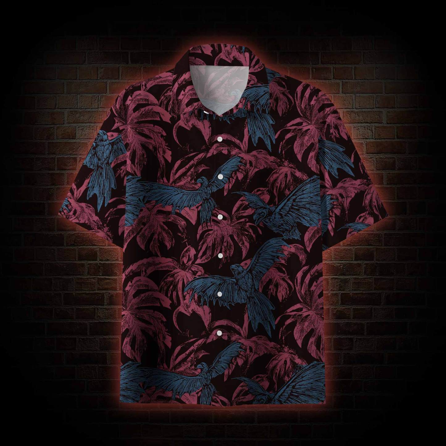 Crows Fly among the Palm Trees Hawaiian Shirt