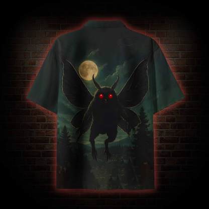 Mothman Soaring through Moonlight Hawaiian Shirt