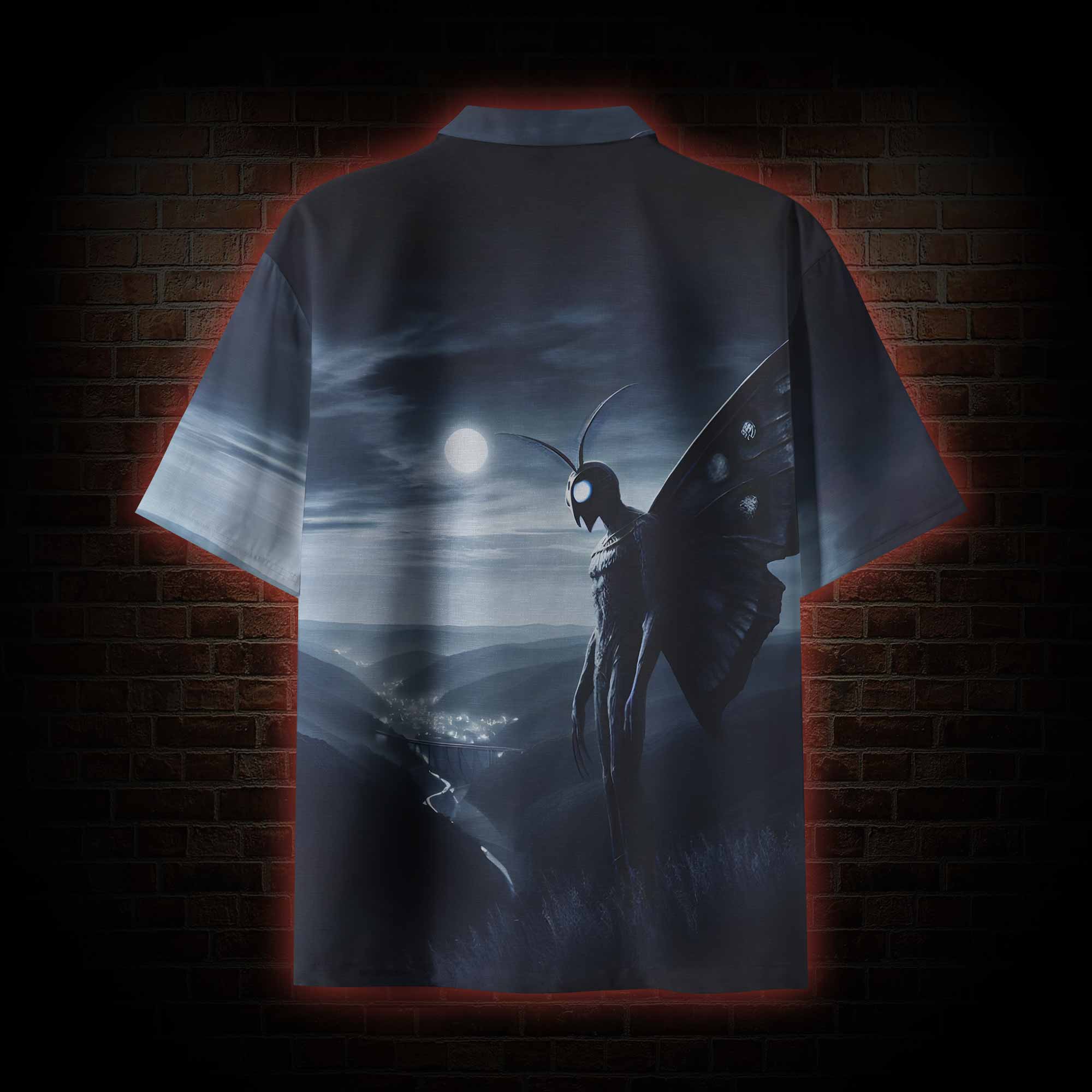 Mothman in the Dark Night Hawaiian Shirt