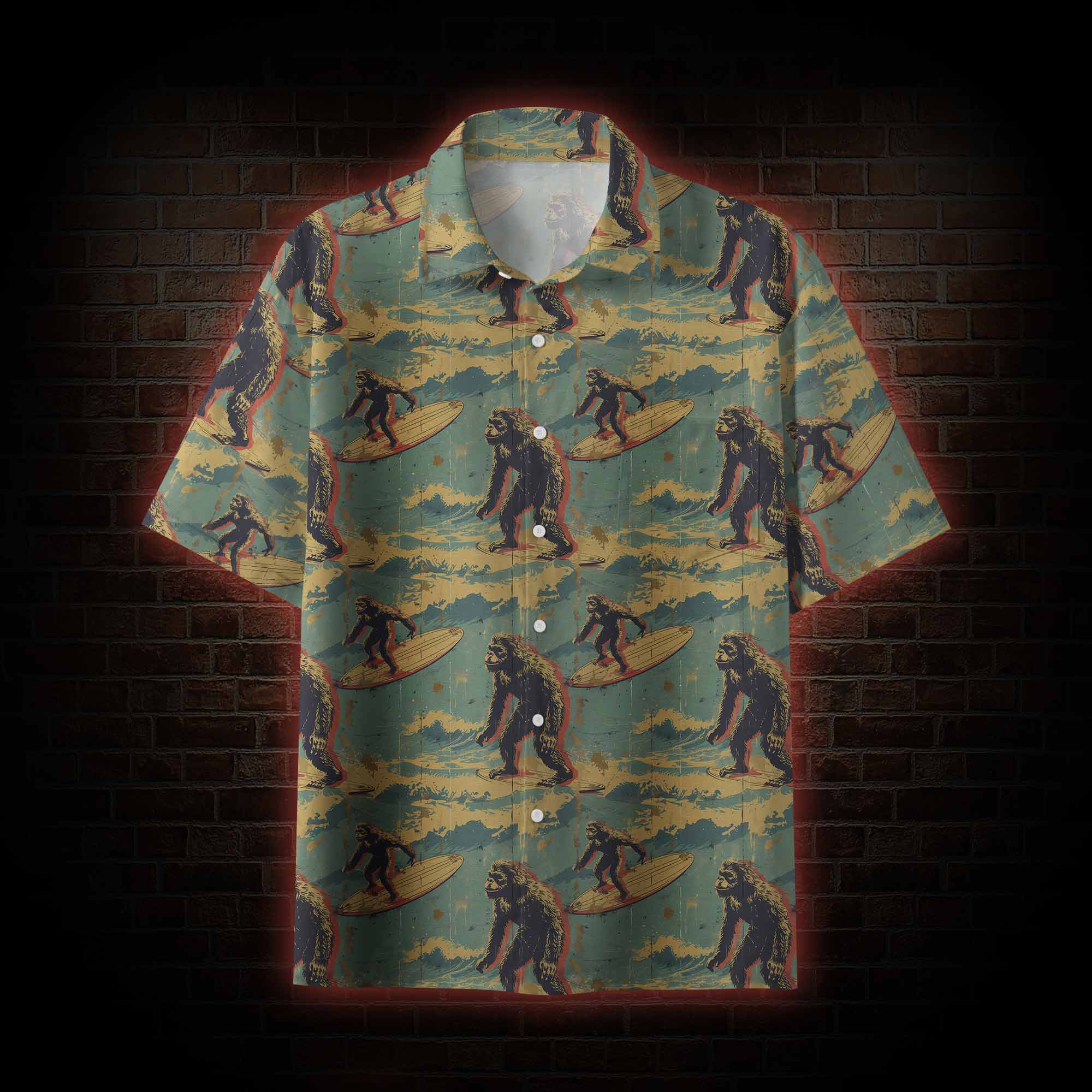 Bigfoot Surfing Button-up Shirt
