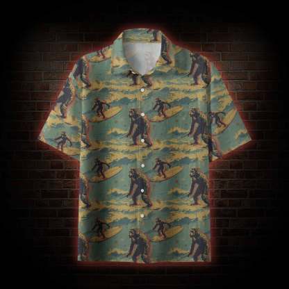 Bigfoot Surfing Button-up Shirt