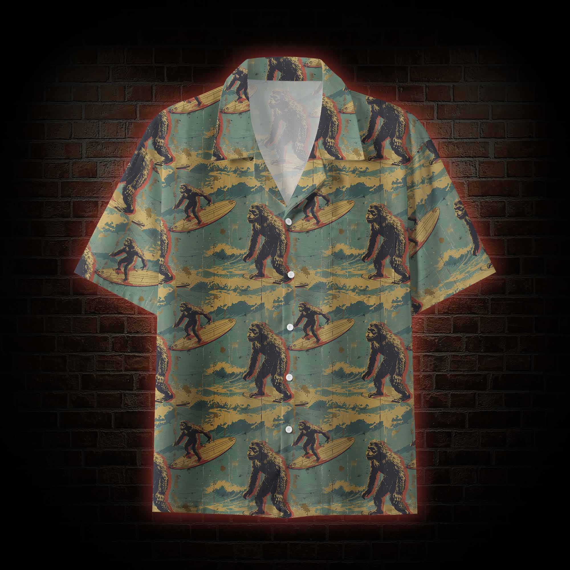 Bigfoot Surfing Button-up Shirt