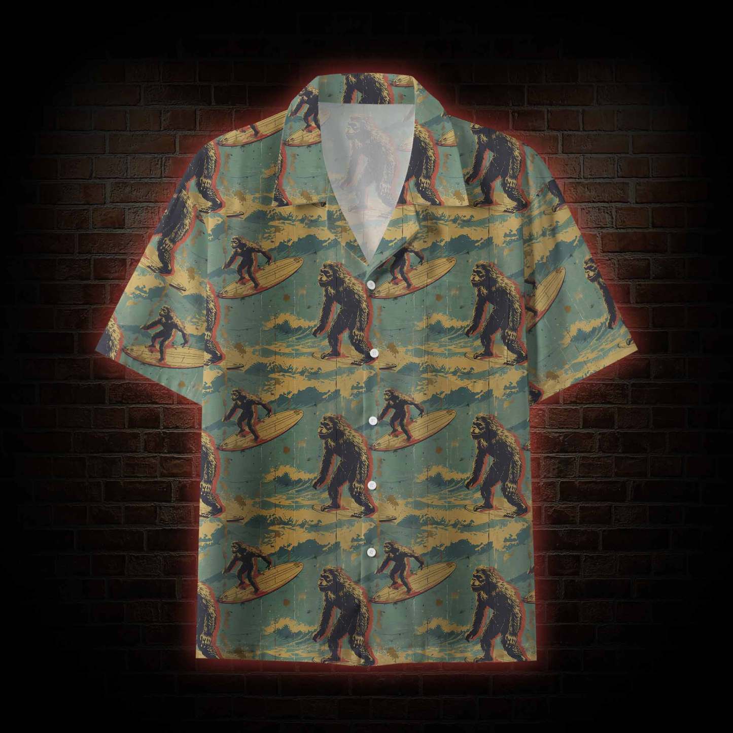 Bigfoot Surfing Button-up Shirt