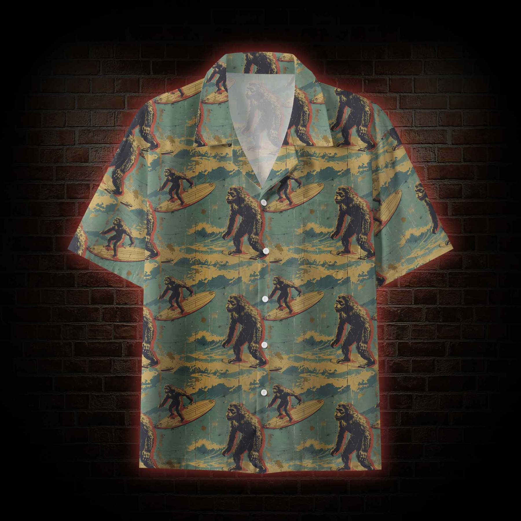 Bigfoot Surfing Button-up Shirt