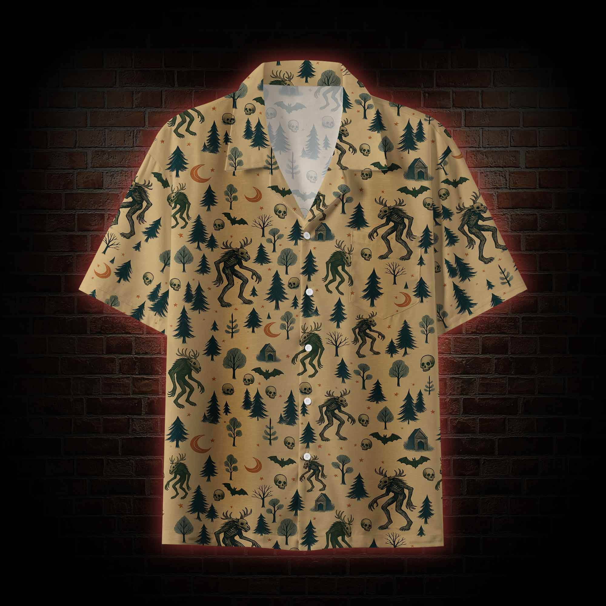 Wendigo in the Forest Button-up Shirt