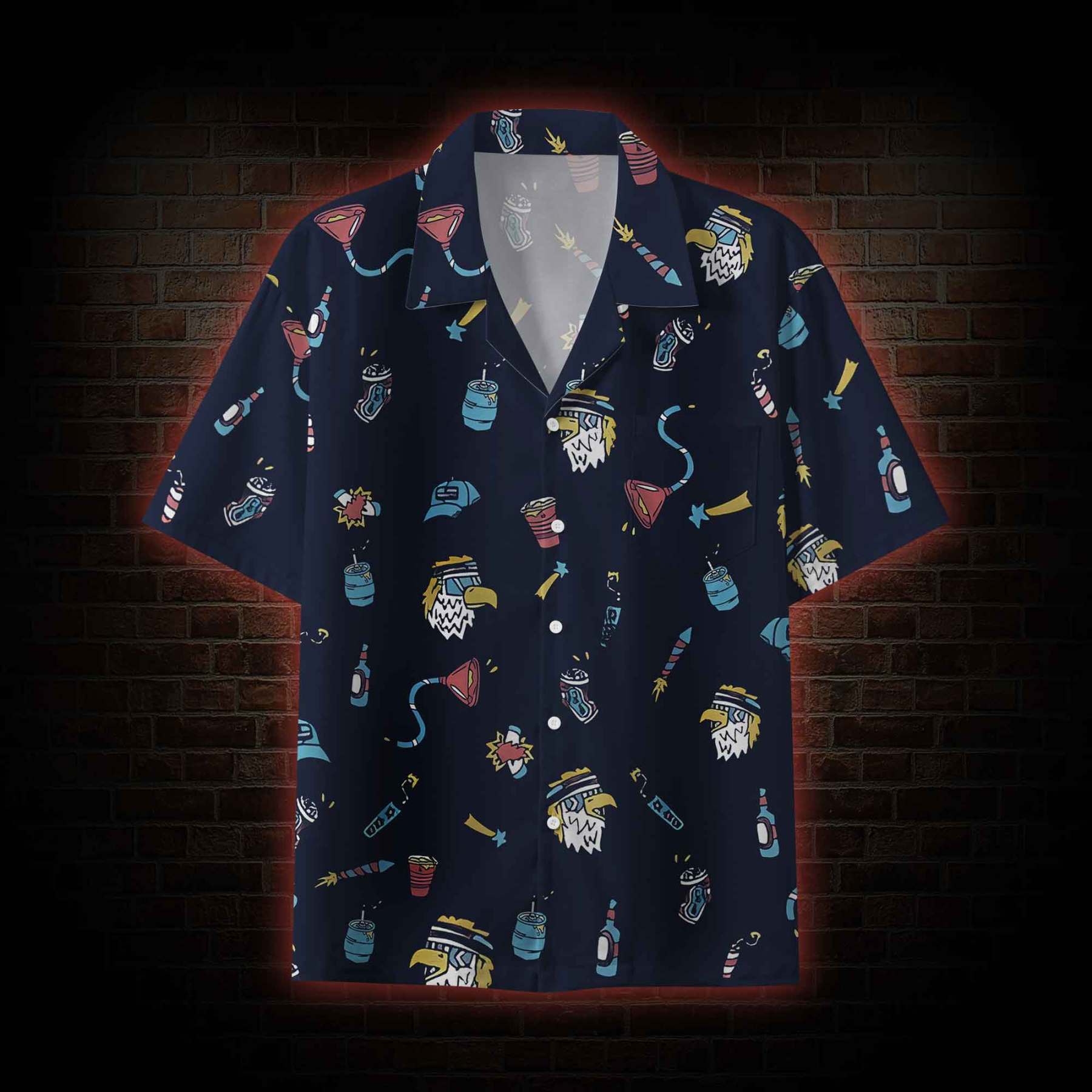 Bald Eagle and Independence Day Button-Up Shirt