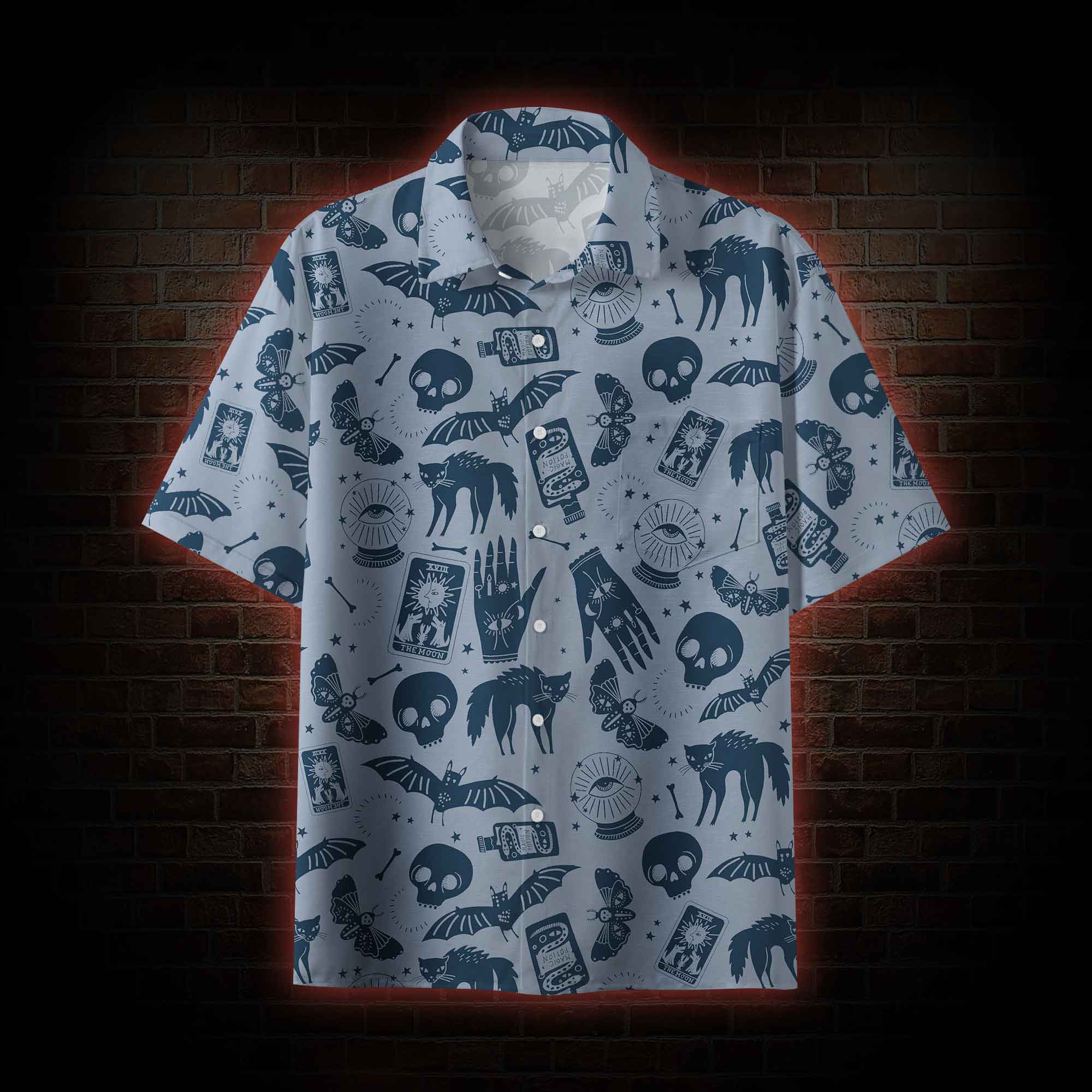 Mysterious Cats and Bats Button-up Shirt
