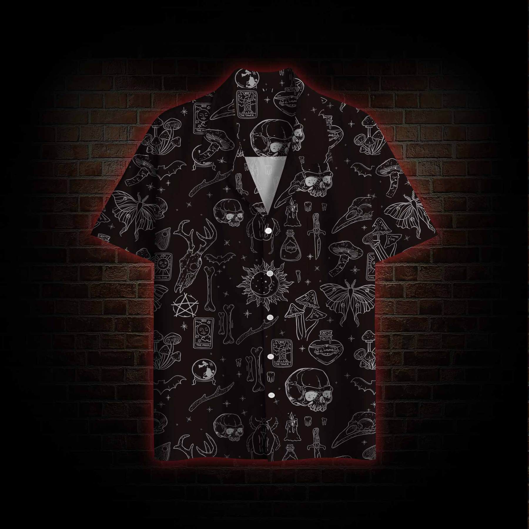 Mystical Symbols and Skulls Hawaiian Shirt